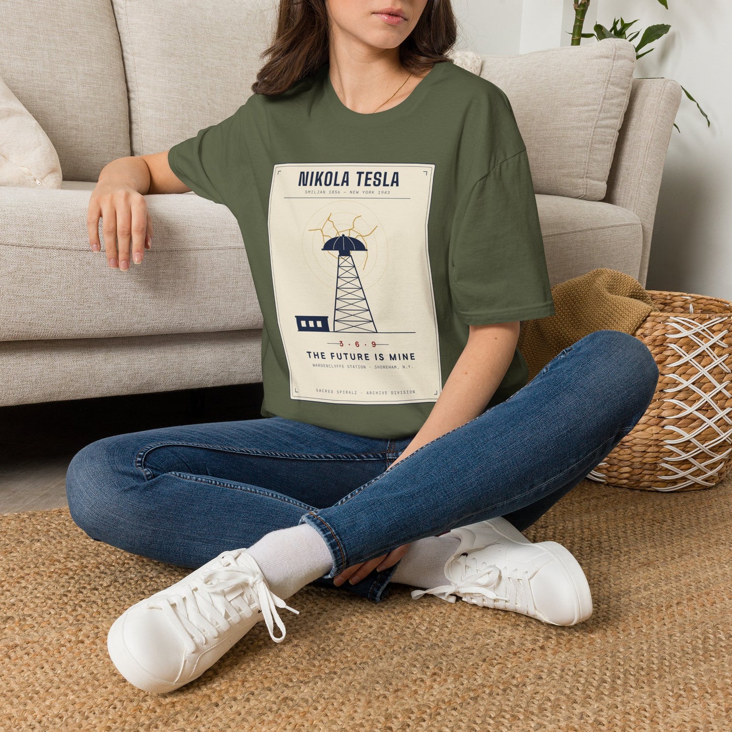 Tesla Poster T‑Shirt — "Nikola Tesla: The Future Is Mine" Vintage Science Tee