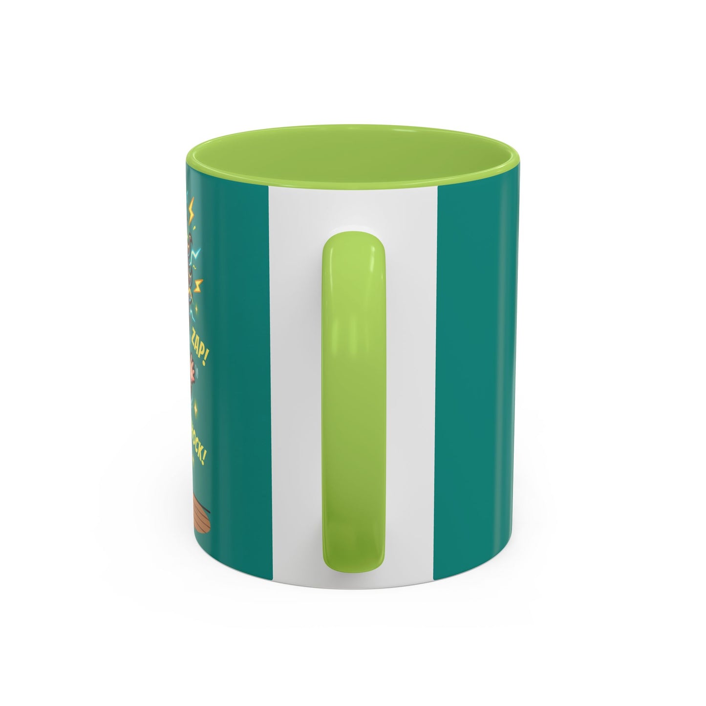 Nikola Tesla Cartoon 'Zap! Shock! Buzz!' Accent Coffee Mug (11/15oz)