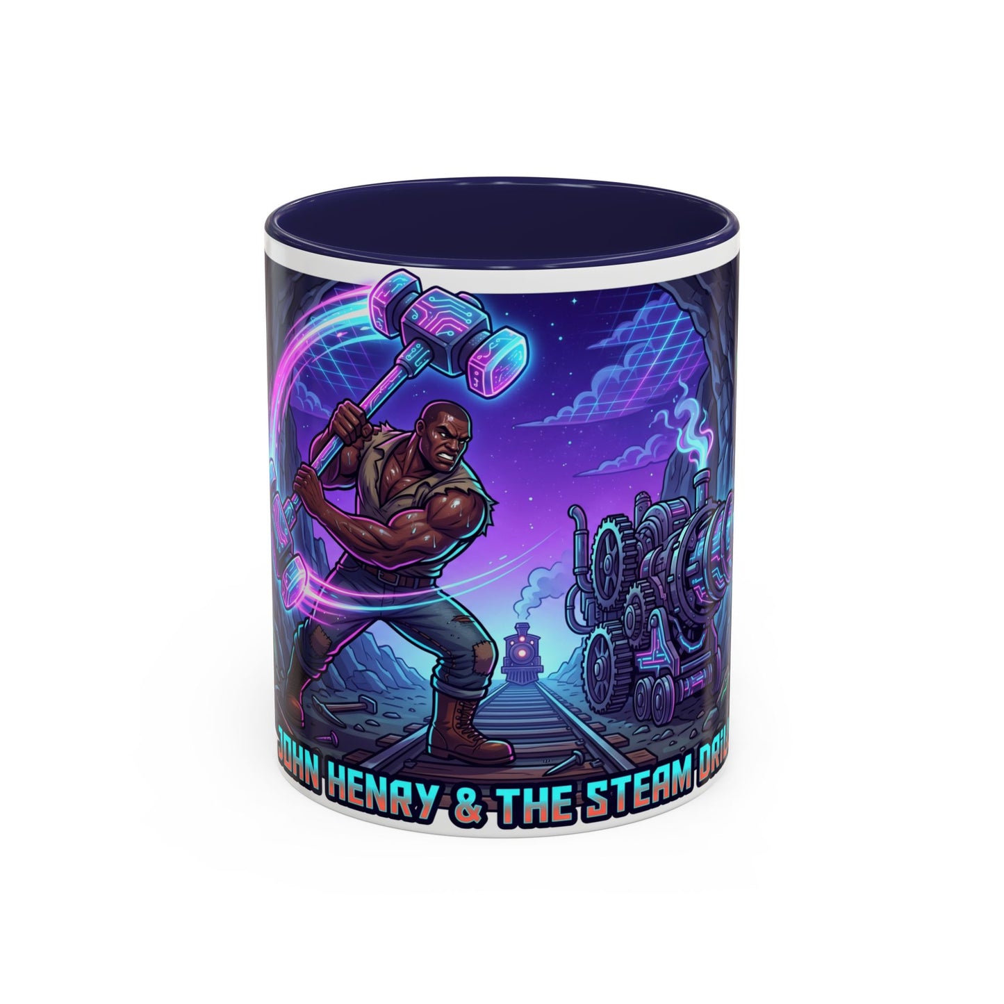 Steam Drill Band Coffee Mug — 'John Henry & The Steam Drill' Retro Rock Music Mug