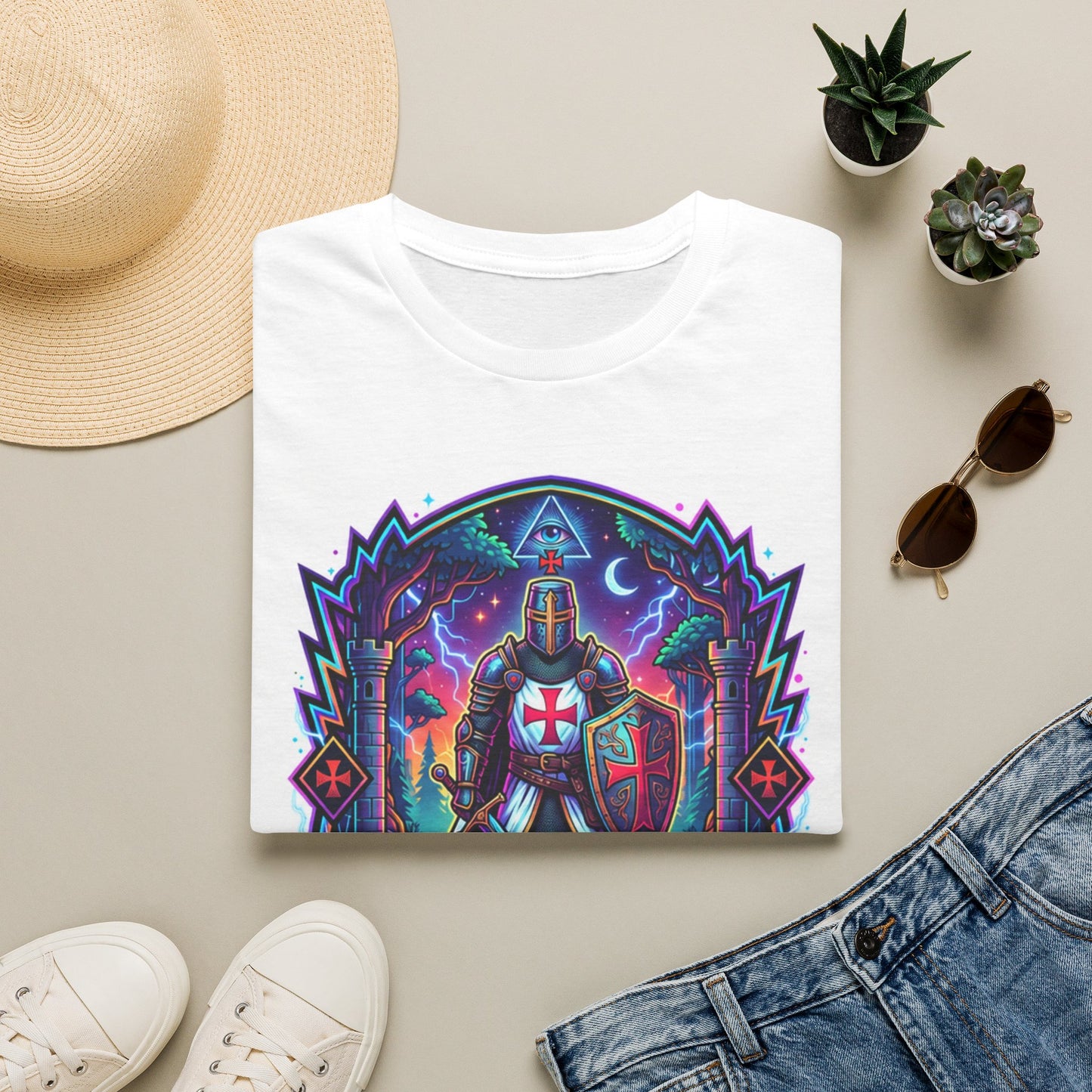 Knights Templar Graphic T-Shirt — Guardians of the Faith Medieval Shield Tee