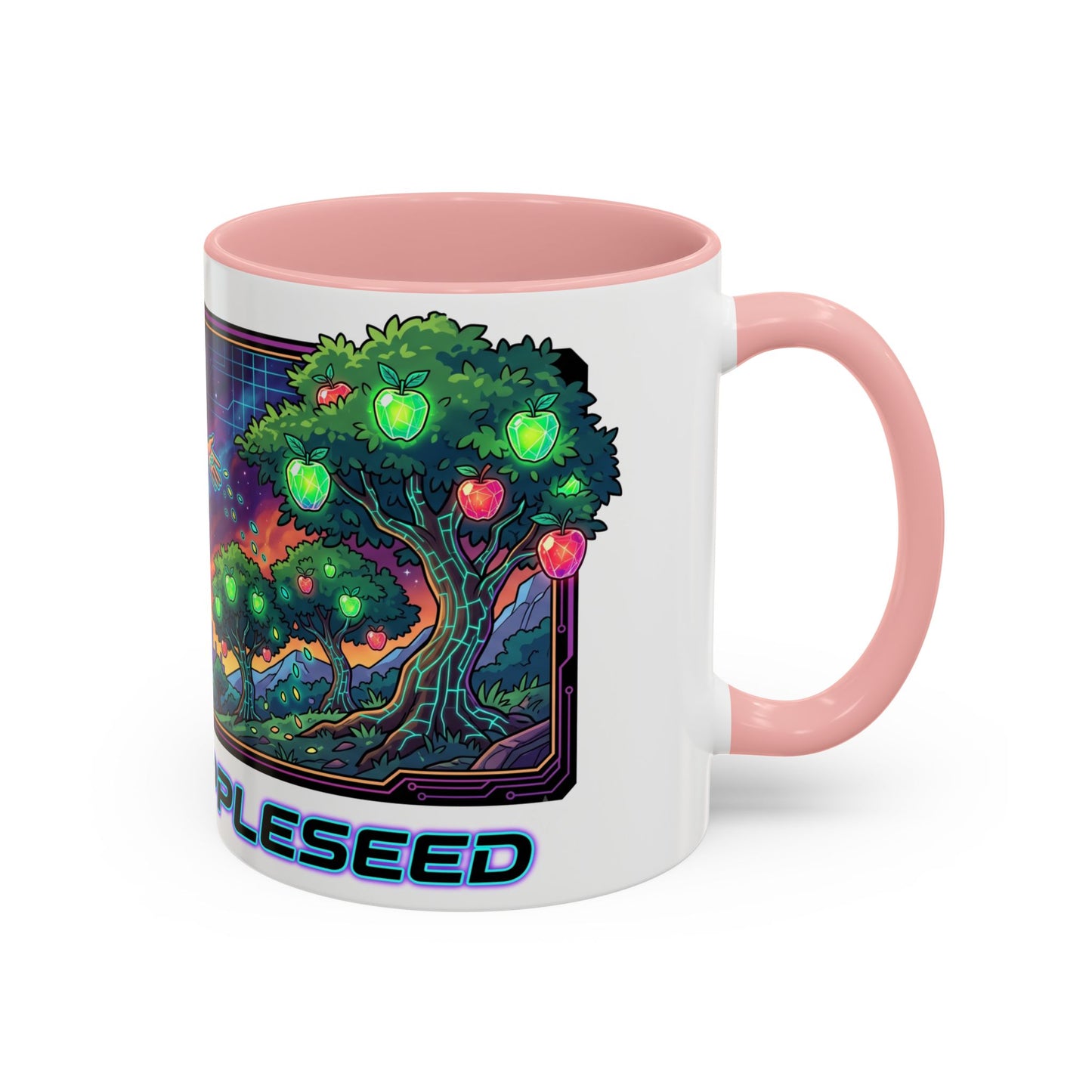 Johnny Appleseed Accent Coffee Mug — Colorful Retro Nature Art (11/15oz)