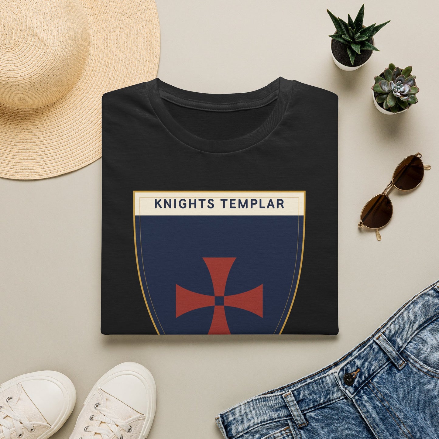 Knights Templar Shield T-Shirt — Vintage Crusader Cross Tee