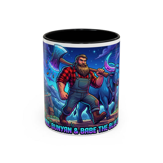 Paul Bunyan & Babe the Blue Ox Coffee Mug — Rustic Lumberjack Accent Mug
