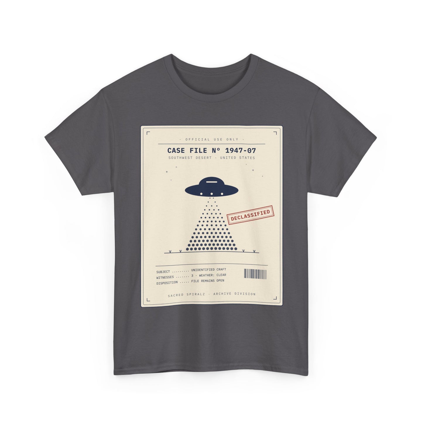 UFO Case File Graphic Tee – "Case File #1947-07" Alien Abduction T‑Shirt