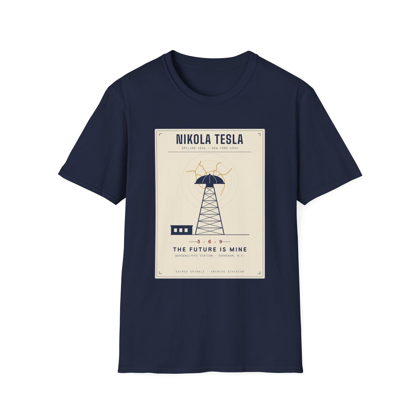 Tesla Poster T‑Shirt — "Nikola Tesla: The Future Is Mine" Vintage Science Tee