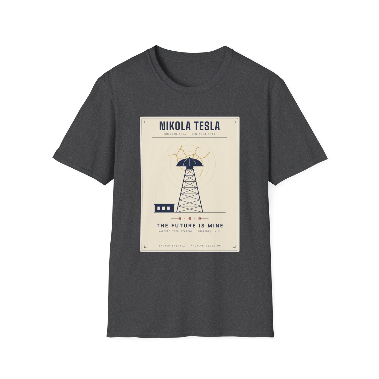 Tesla Poster T‑Shirt — "Nikola Tesla: The Future Is Mine" Vintage Science Tee