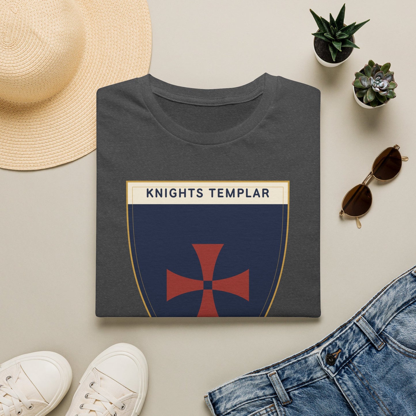Knights Templar Shield T-Shirt — Vintage Crusader Cross Tee