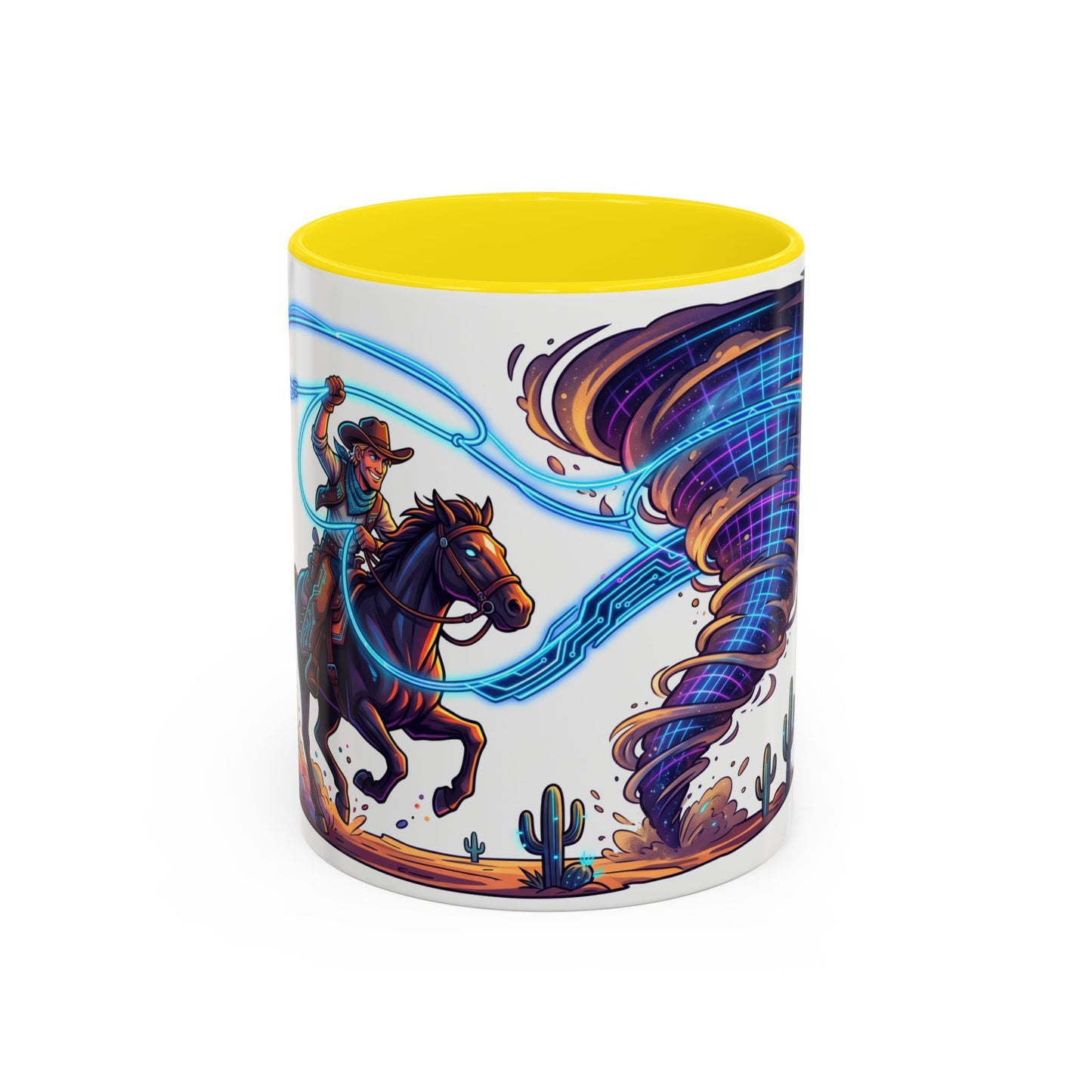 Cowboy vs. Tornado Accent Coffee Mug — Western Fantasy 11oz/15oz