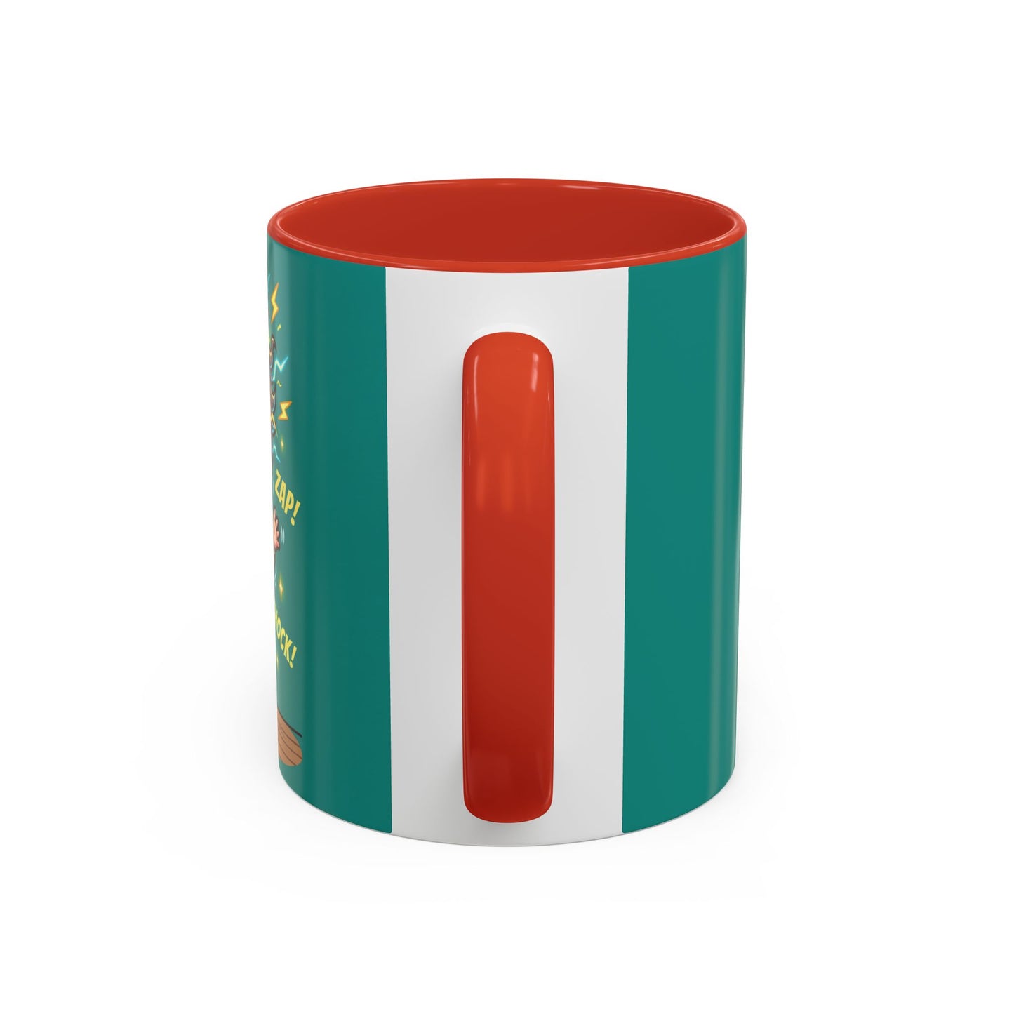 Nikola Tesla Cartoon 'Zap! Shock! Buzz!' Accent Coffee Mug (11/15oz)
