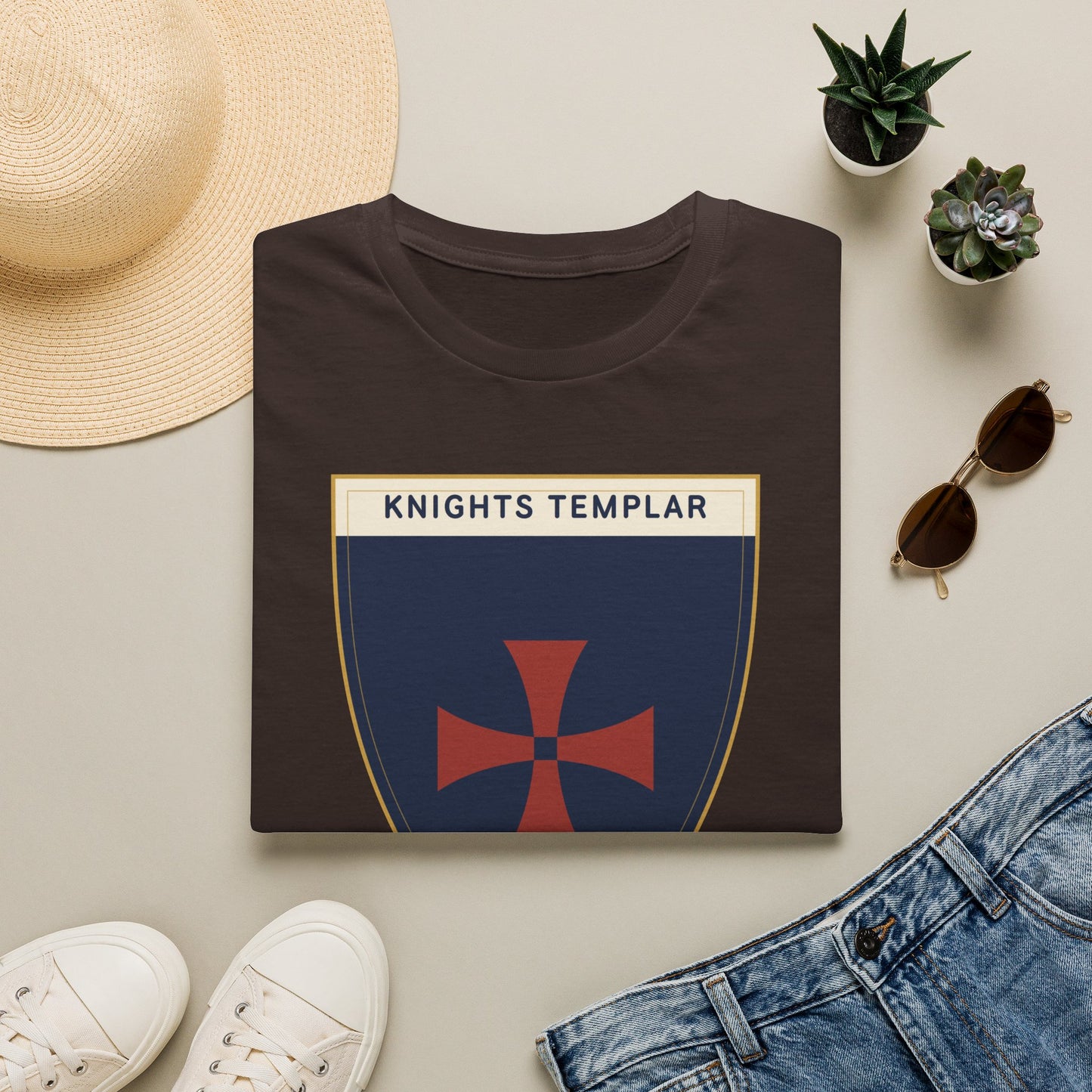 Knights Templar Shield T-Shirt — Vintage Crusader Cross Tee