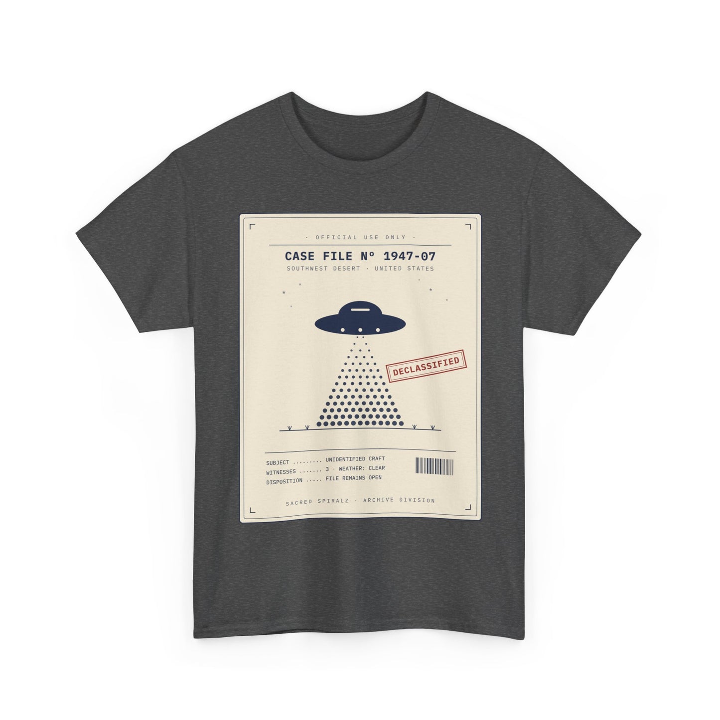 UFO Case File Graphic Tee – "Case File #1947-07" Alien Abduction T‑Shirt