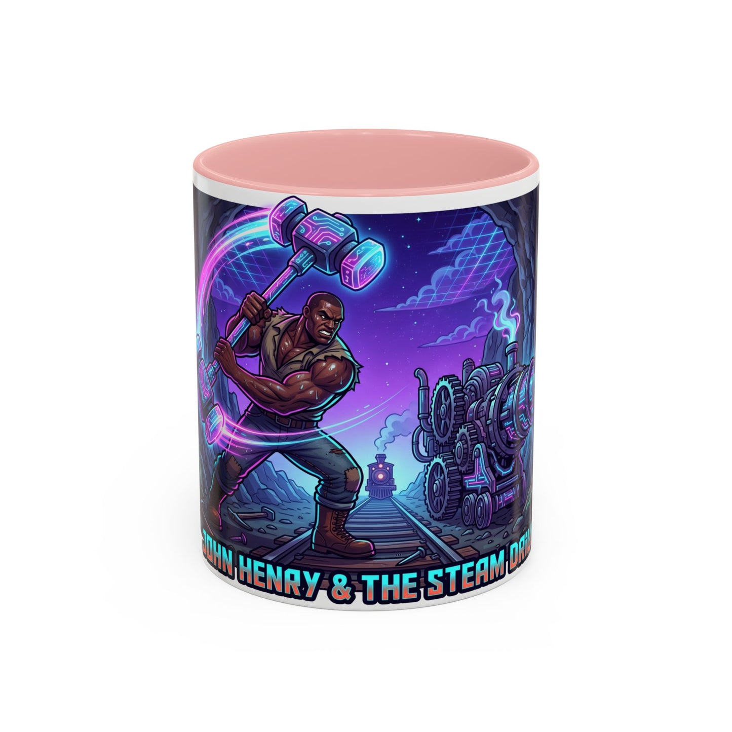 Steam Drill Band Coffee Mug — 'John Henry & The Steam Drill' Retro Rock Music Mug