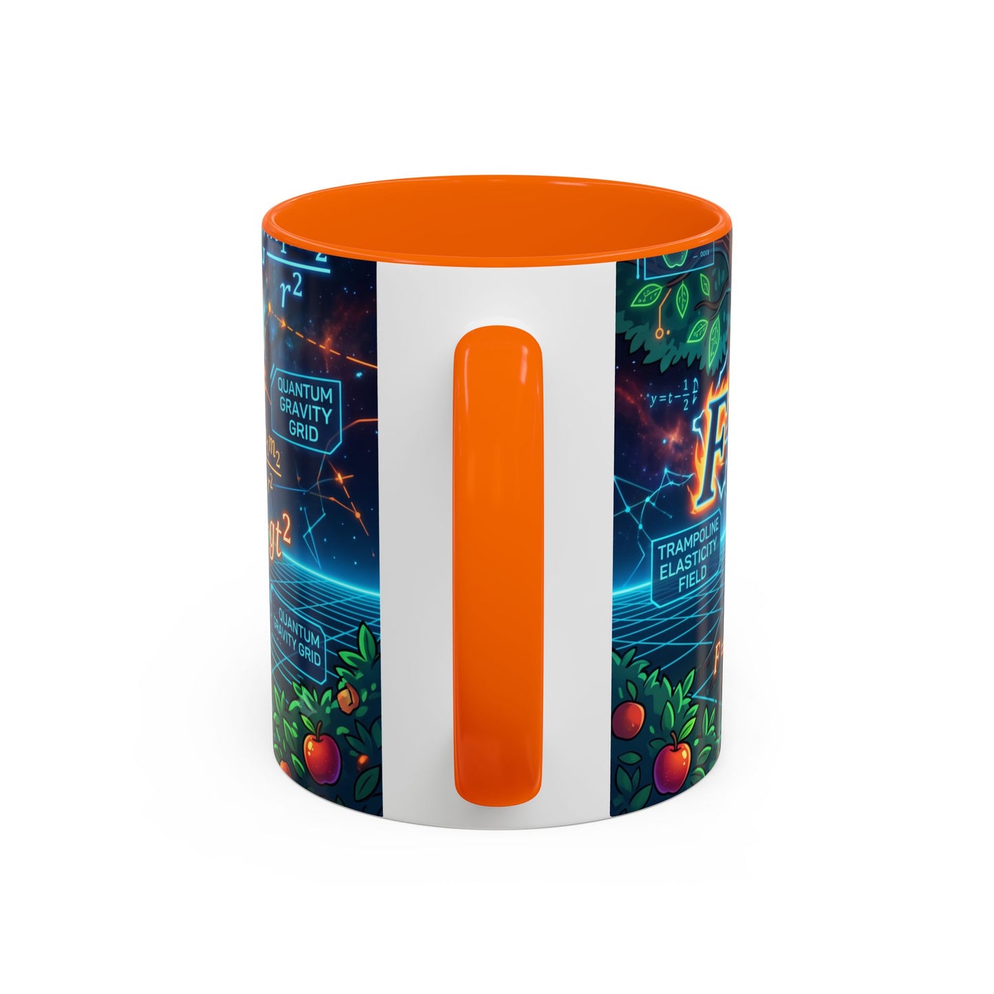 Isaac Newton Cartoon Coffee Mug — Physics Equations & Apple Science Design