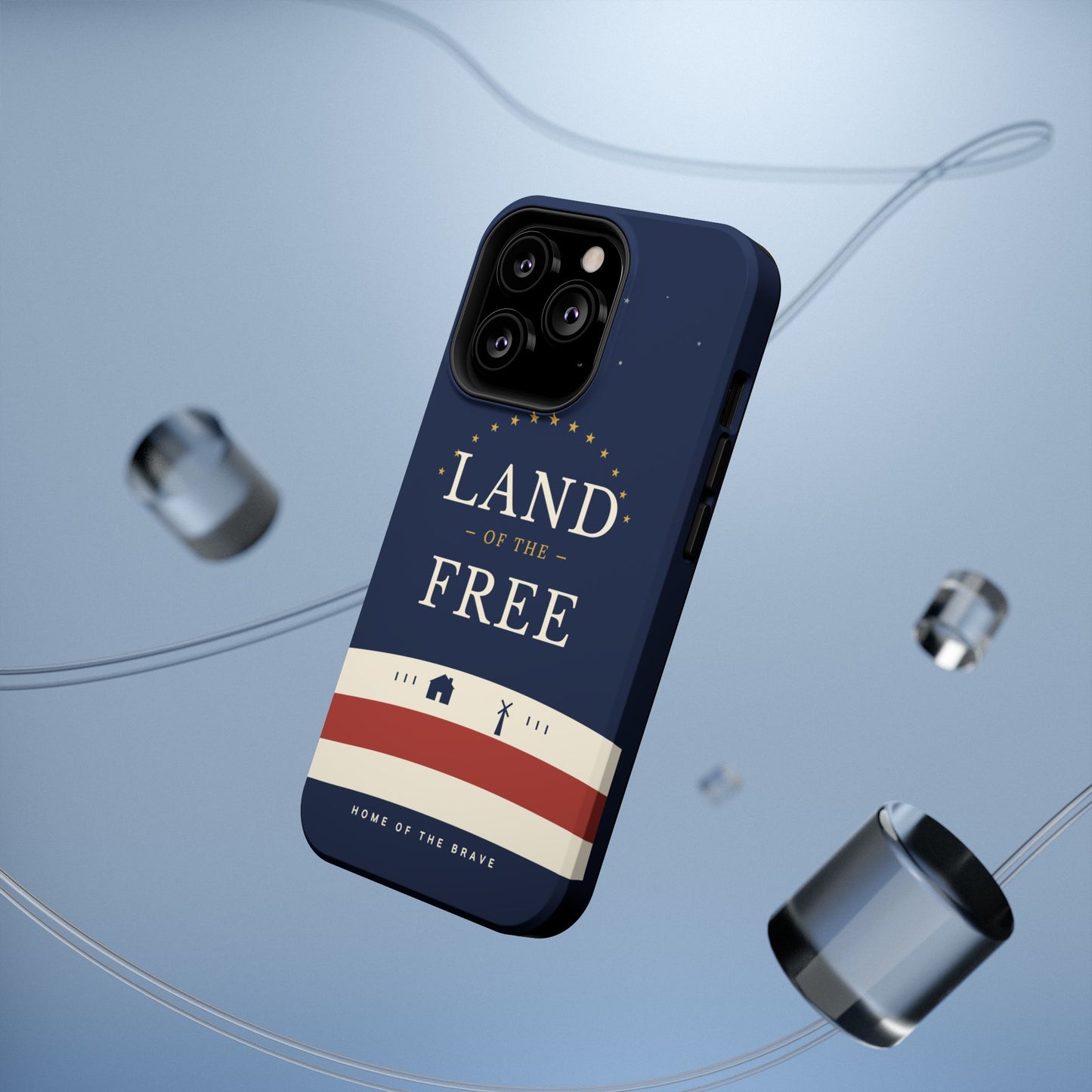 Land of the Free iPhone Impact-Resistant Case — Patriotic Stars & Stripes Phone Cover