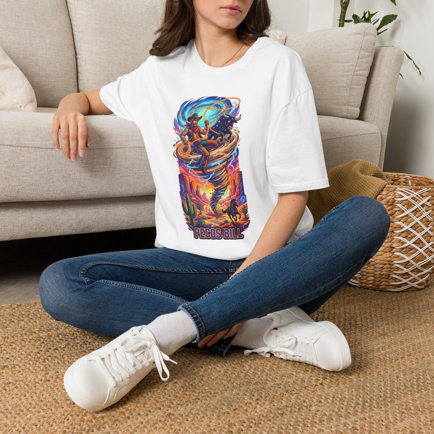 T-Shirt — 'Ride the Storm' Colorful Surfer Cosmic Wave Graphic Tee
