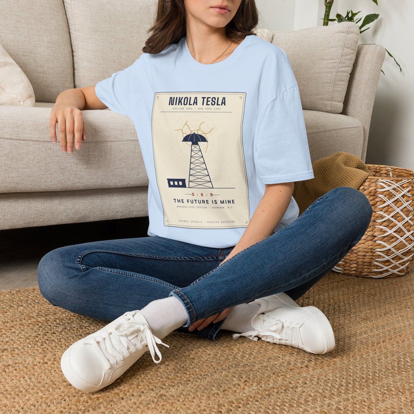 Tesla Poster T‑Shirt — "Nikola Tesla: The Future Is Mine" Vintage Science Tee