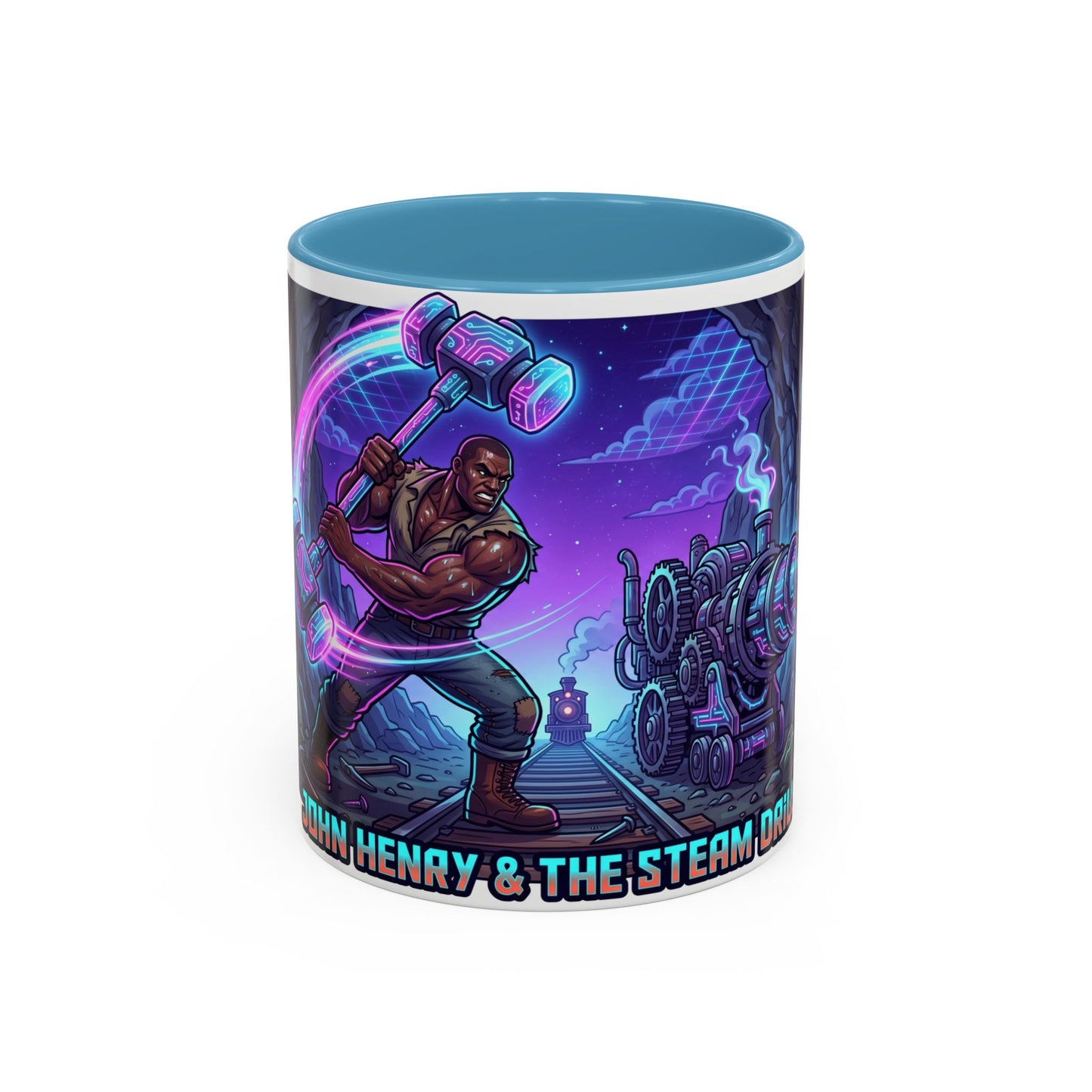 Steam Drill Band Coffee Mug — 'John Henry & The Steam Drill' Retro Rock Music Mug