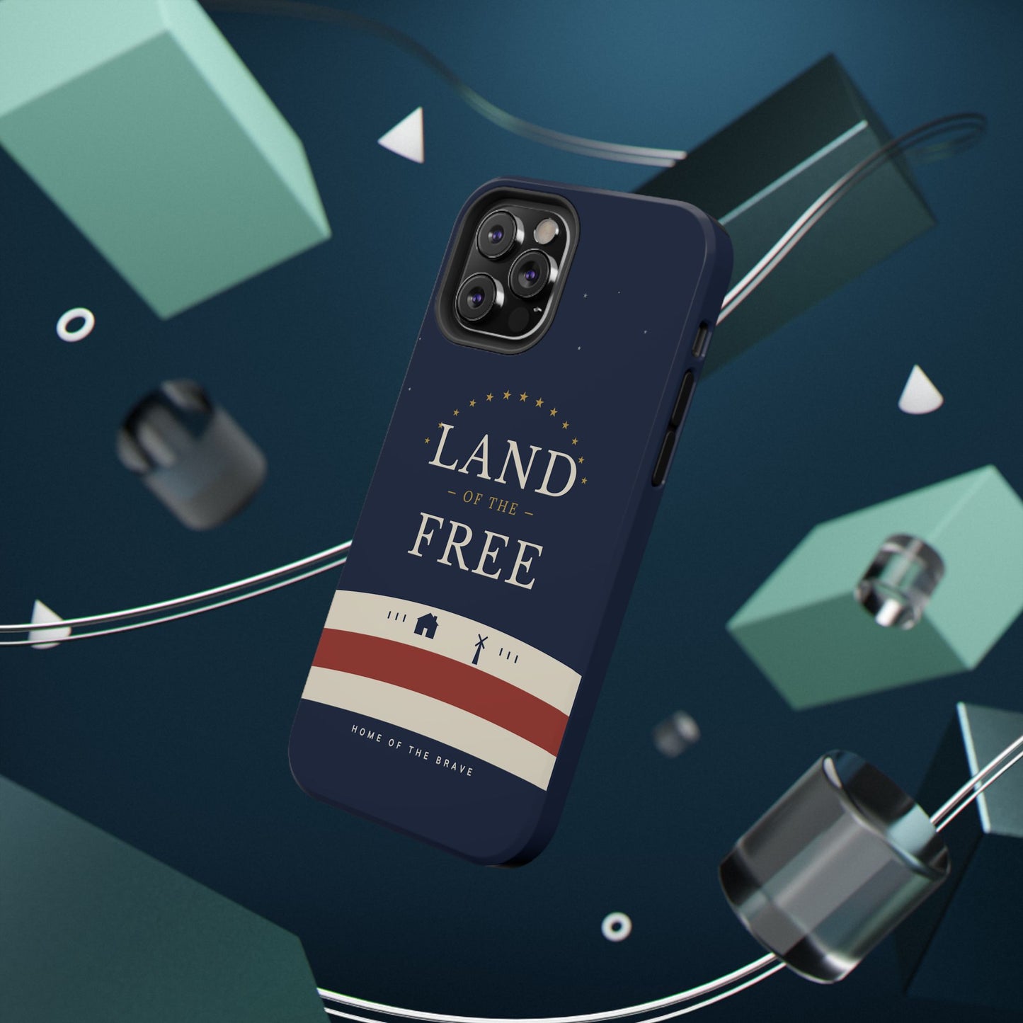 Land of the Free iPhone Impact-Resistant Case — Patriotic Stars & Stripes Phone Cover