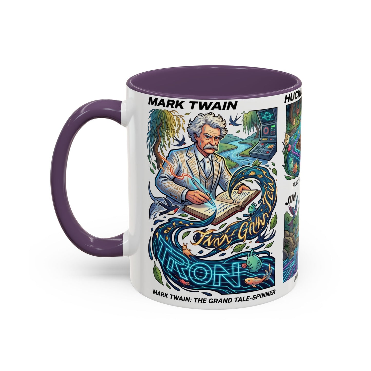 Classic Literature Collage Coffee Mug — Huckleberry Finn, Tom Sawyer & Becky Thatcher Art
