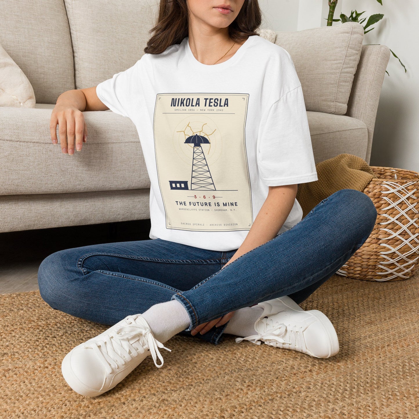 Tesla Poster T‑Shirt — "Nikola Tesla: The Future Is Mine" Vintage Science Tee