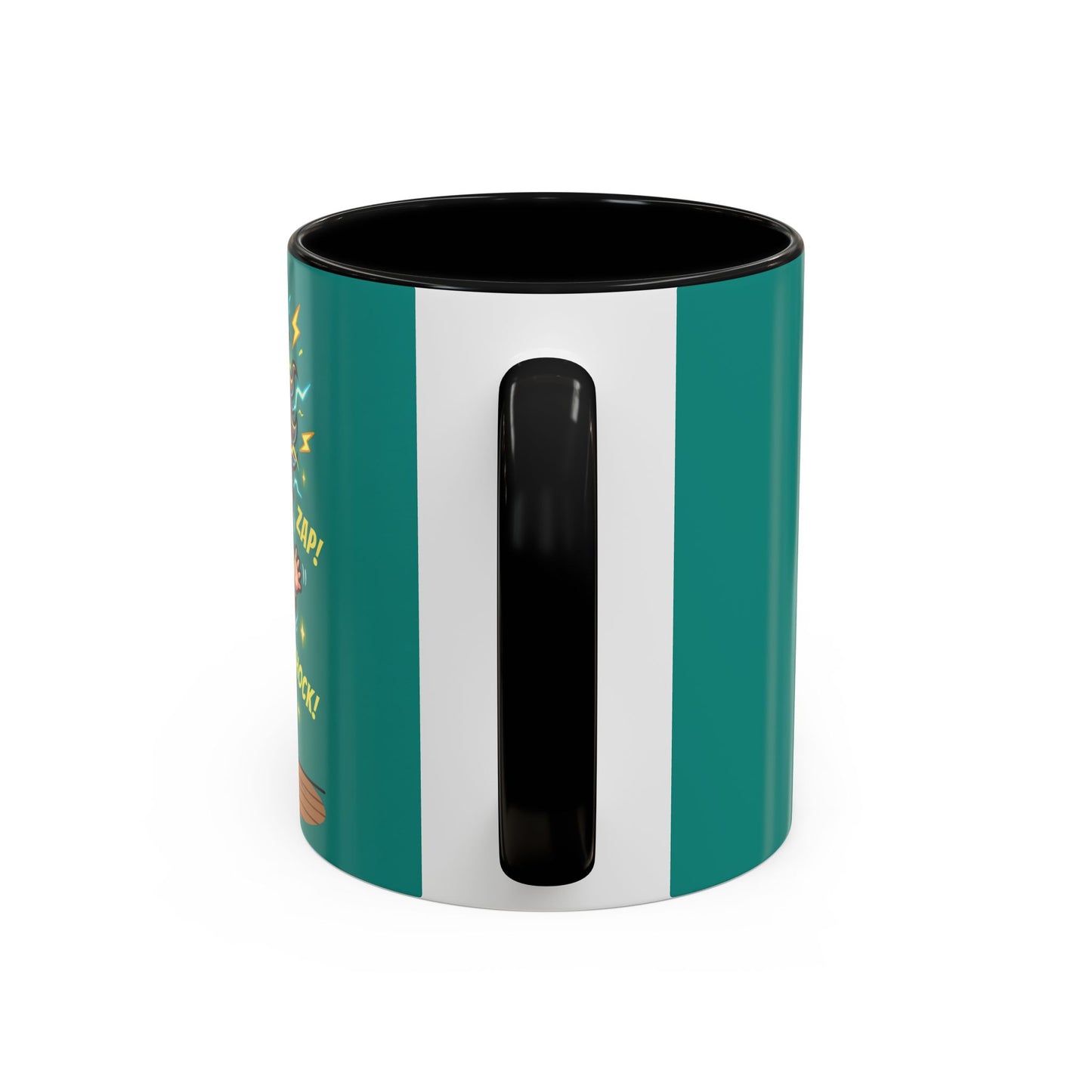Nikola Tesla Cartoon 'Zap! Shock! Buzz!' Accent Coffee Mug (11/15oz)