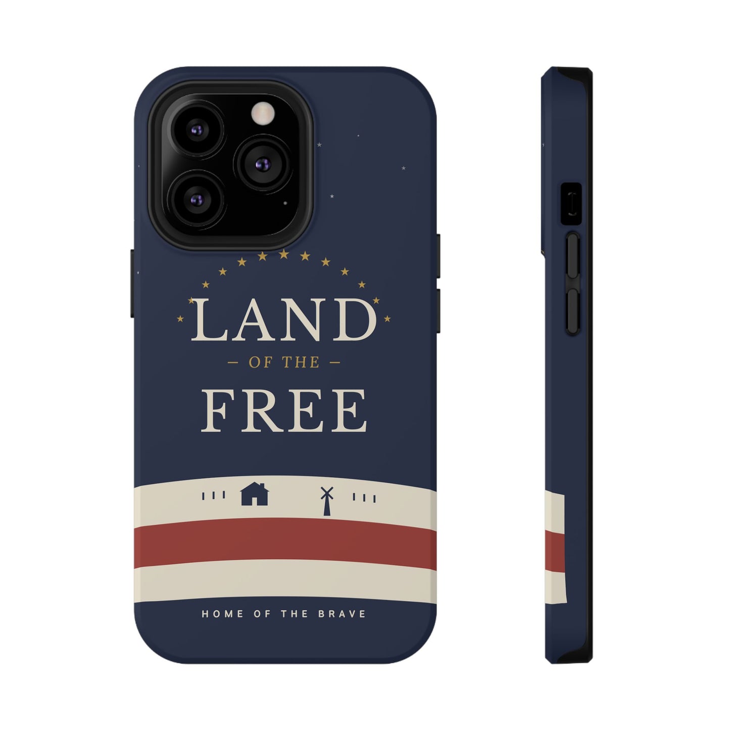 Land of the Free iPhone Impact-Resistant Case — Patriotic Stars & Stripes Phone Cover