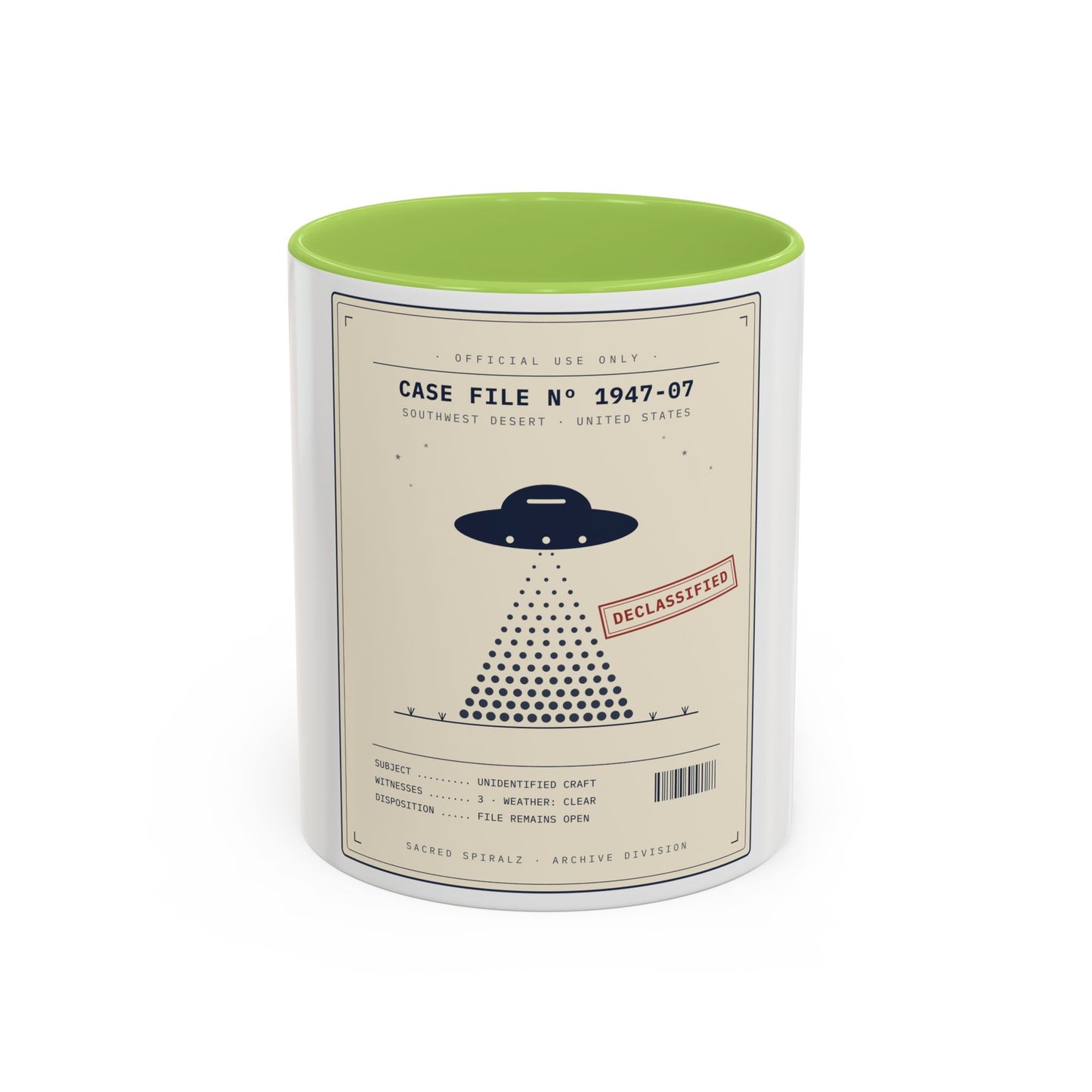 UFO Case File Coffee Mug — Declassified Alien Abduction Design (11/15oz)