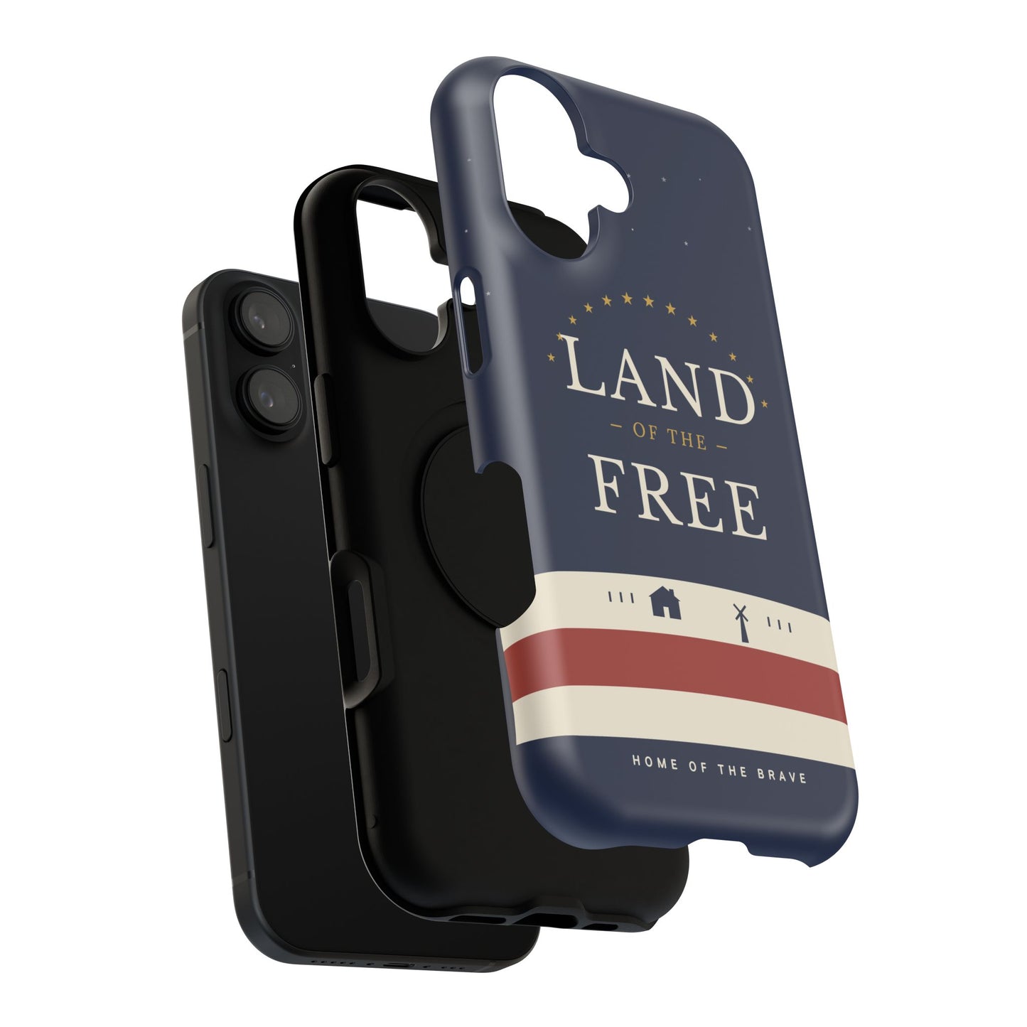 Land of the Free iPhone Impact-Resistant Case — Patriotic Stars & Stripes Phone Cover
