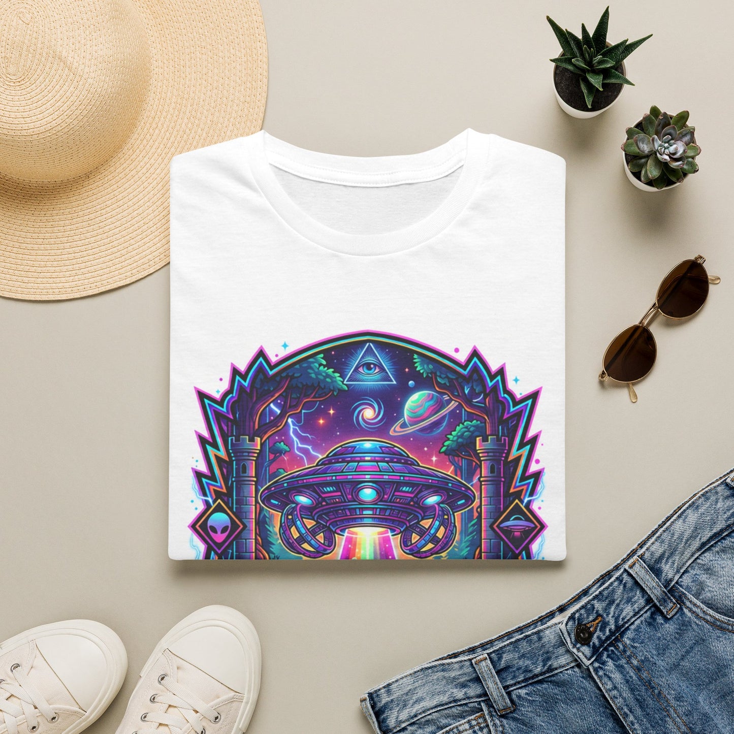 Alien Abduction T-Shirt — 'Camp Buendemon' Cosmic UFO Graphic Tee