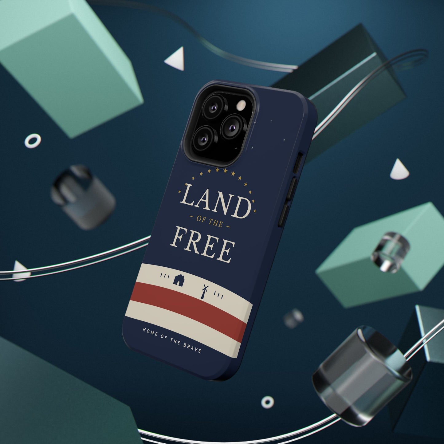 Land of the Free iPhone Impact-Resistant Case — Patriotic Stars & Stripes Phone Cover