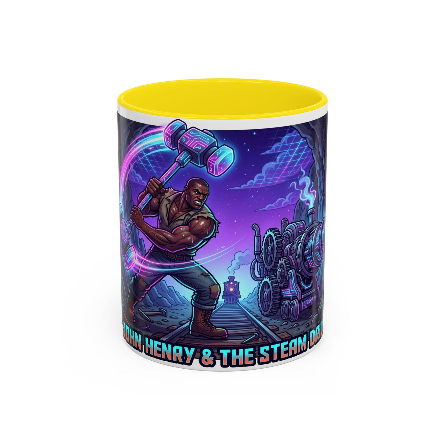 Steam Drill Band Coffee Mug — 'John Henry & The Steam Drill' Retro Rock Music Mug