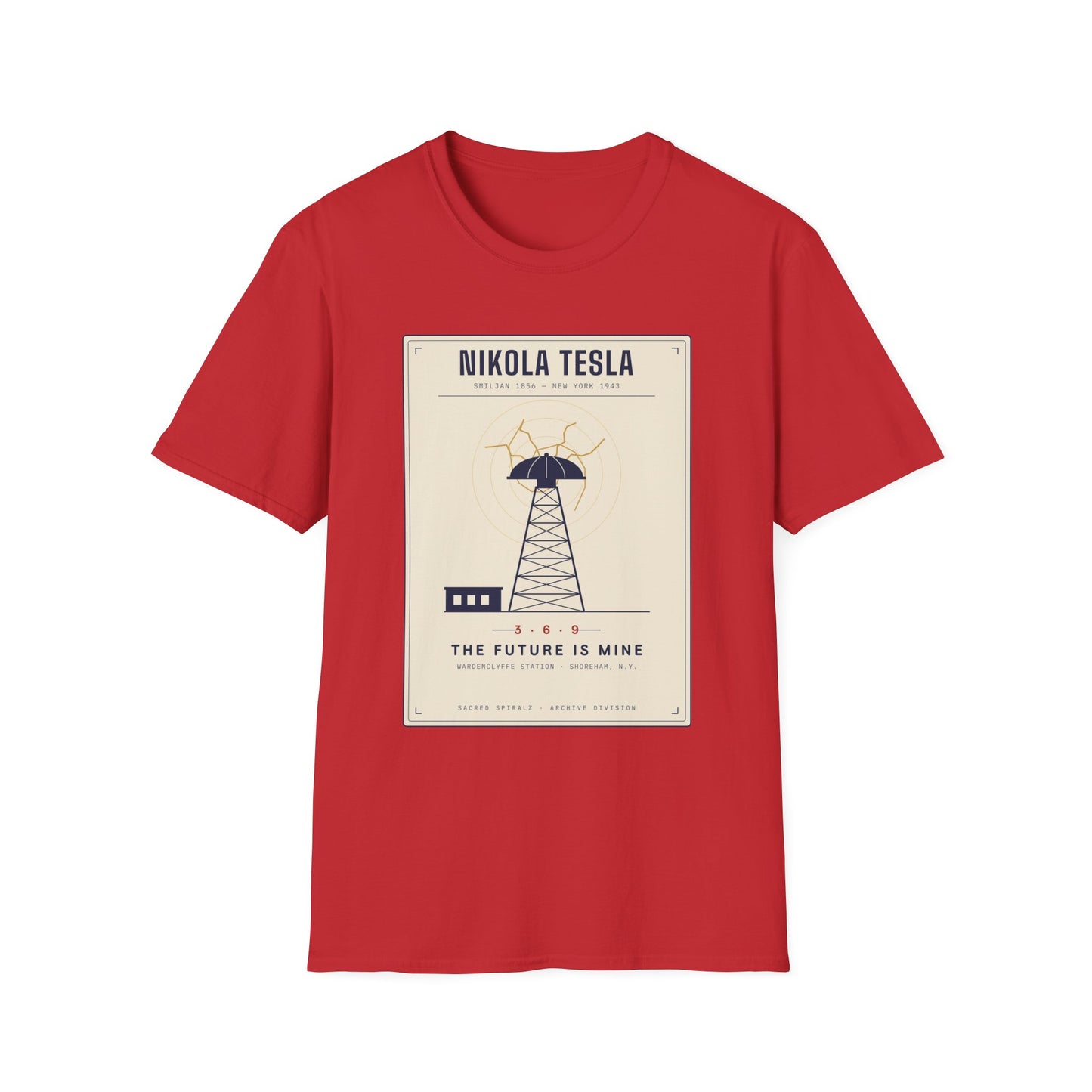Tesla Poster T‑Shirt — "Nikola Tesla: The Future Is Mine" Vintage Science Tee