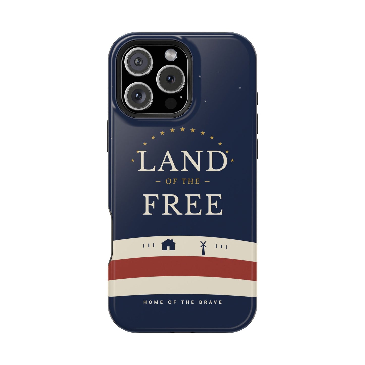 Land of the Free iPhone Impact-Resistant Case — Patriotic Stars & Stripes Phone Cover