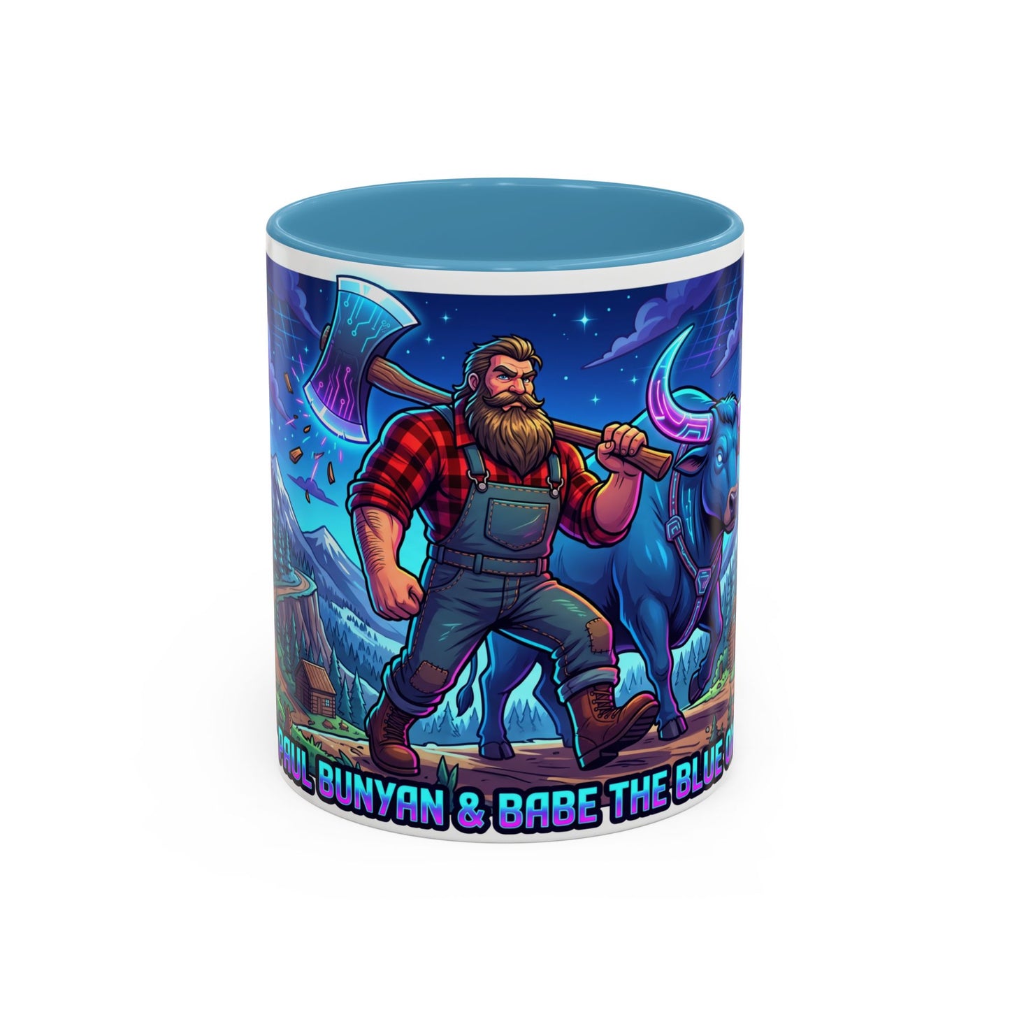 Paul Bunyan & Babe the Blue Ox Coffee Mug — Rustic Lumberjack Accent Mug