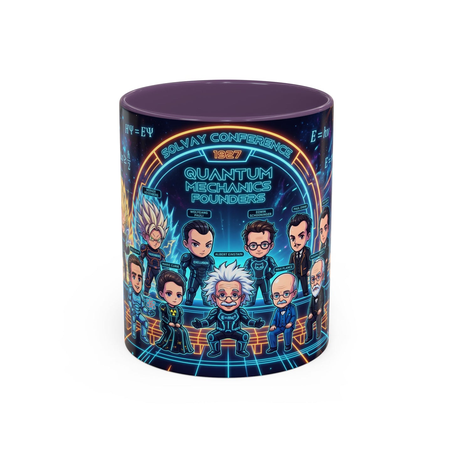 Quantum Mechanics Team Accent Coffee Mug — Cute Scientist Cartoon Design (11/15oz)
