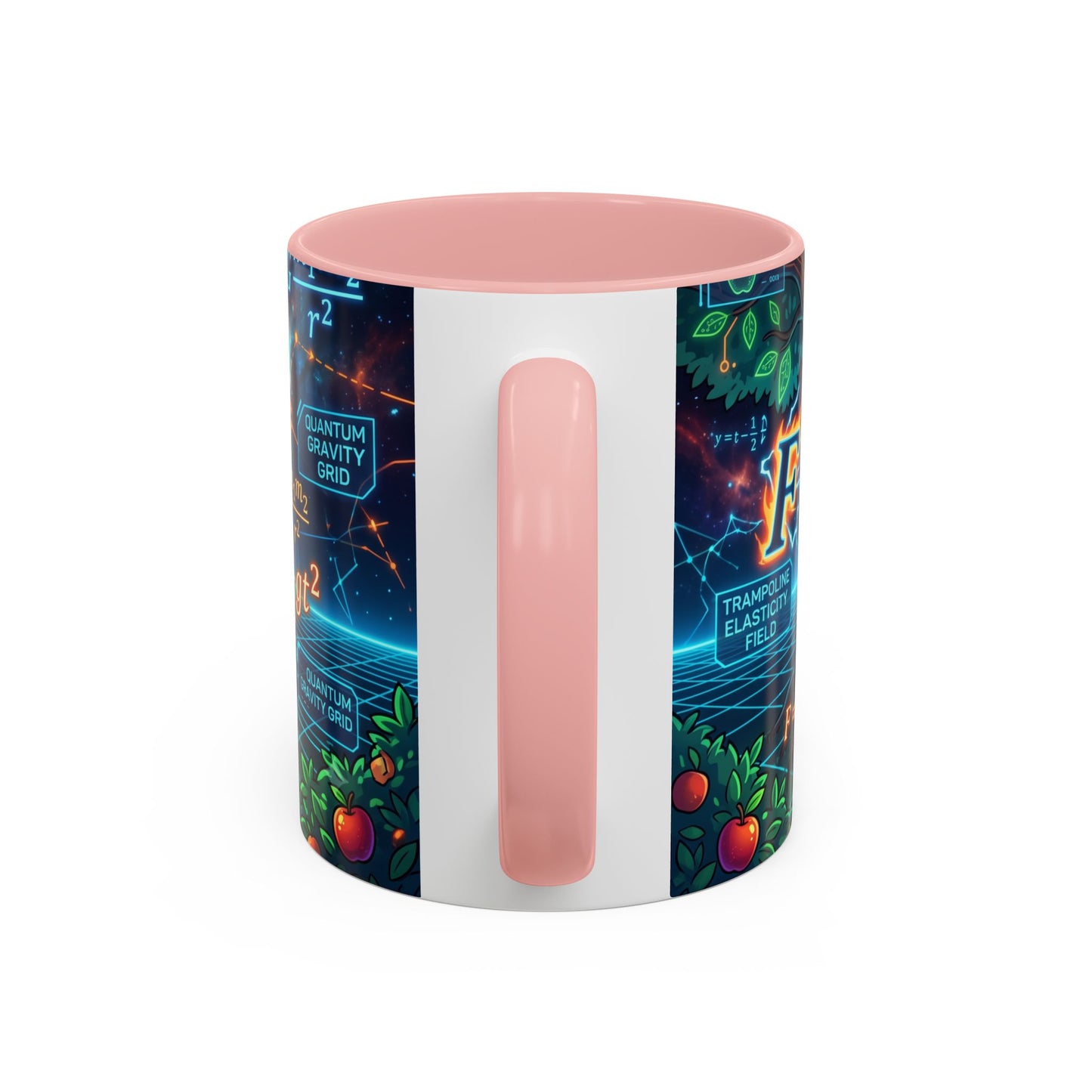 Isaac Newton Cartoon Coffee Mug — Physics Equations & Apple Science Design