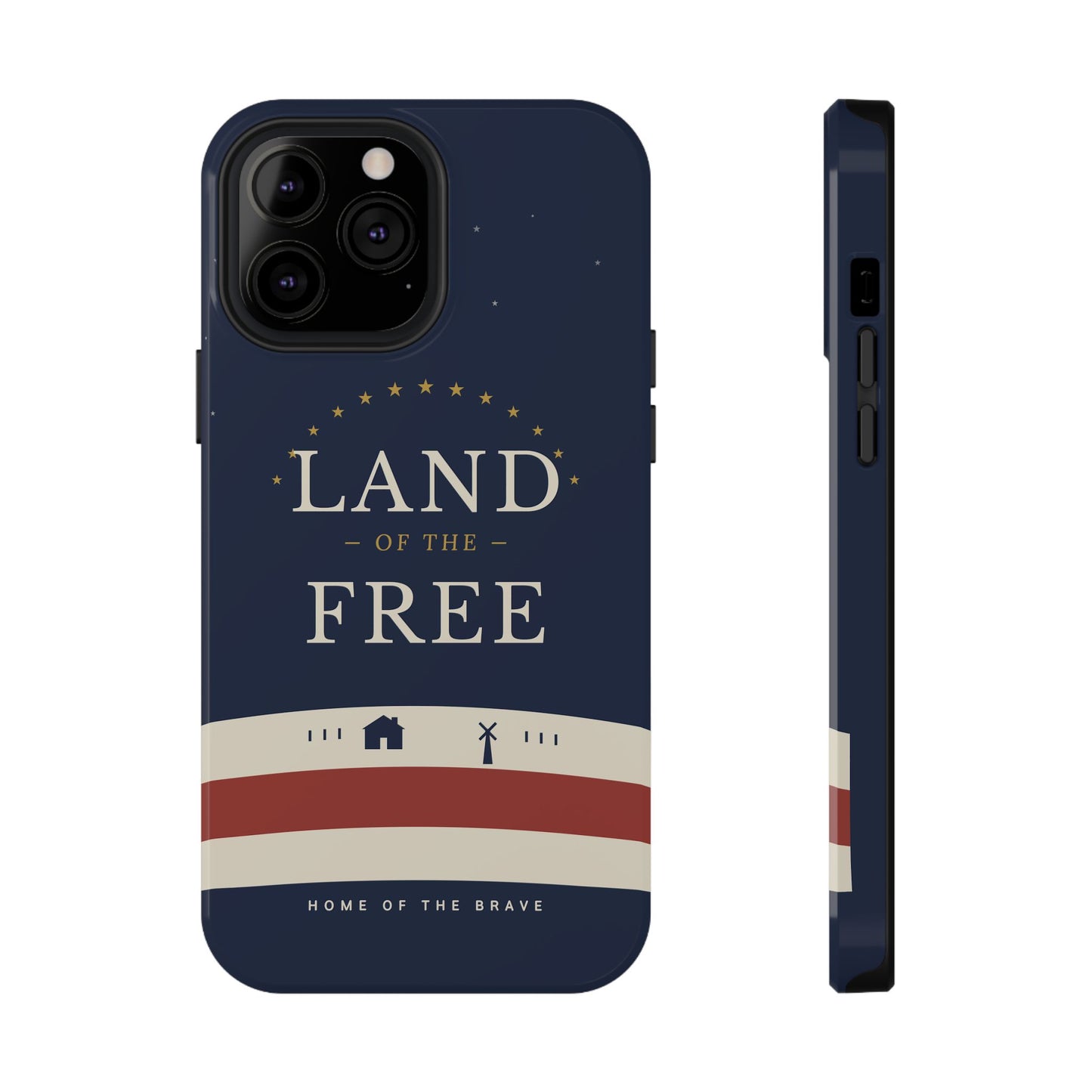 Land of the Free iPhone Impact-Resistant Case — Patriotic Stars & Stripes Phone Cover