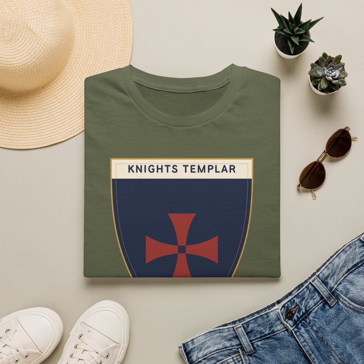 Knights Templar Shield T-Shirt — Vintage Crusader Cross Tee