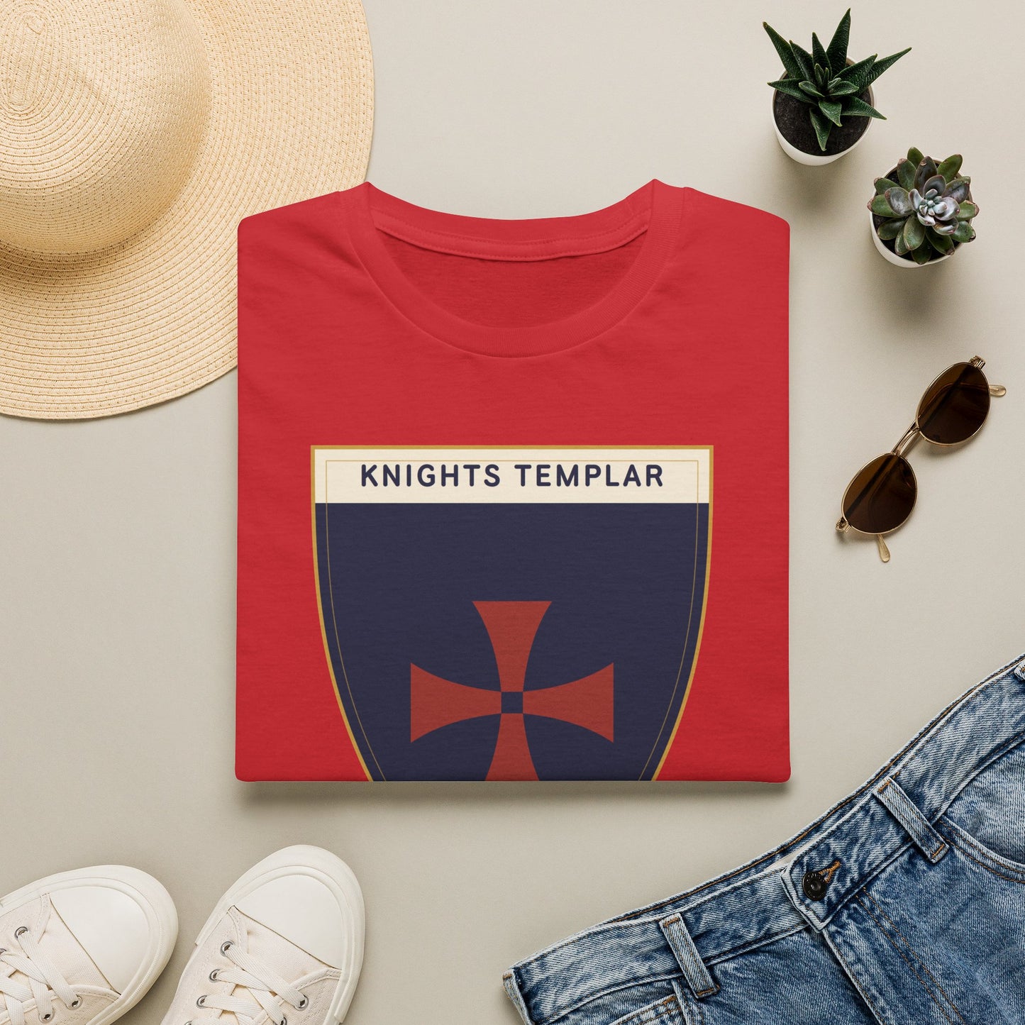 Knights Templar Shield T-Shirt — Vintage Crusader Cross Tee