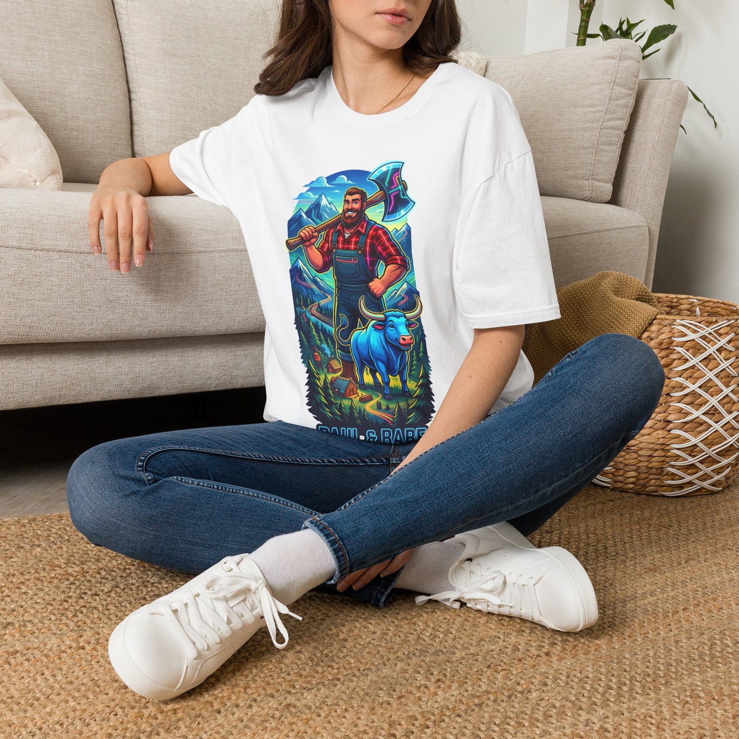 Lumberjack Mountain Tee — Retro Woodsman Axe Graphic T-Shirt