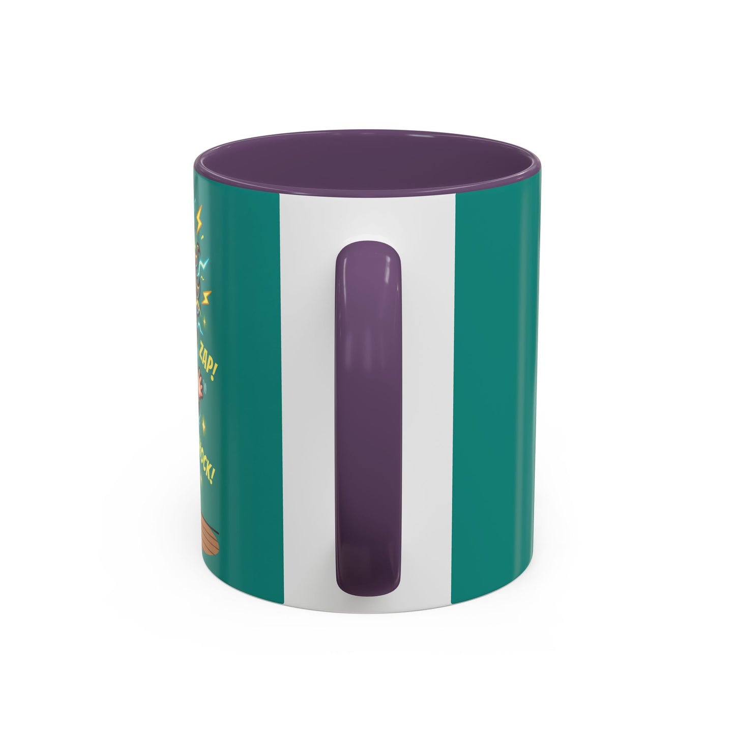 Nikola Tesla Cartoon 'Zap! Shock! Buzz!' Accent Coffee Mug (11/15oz)