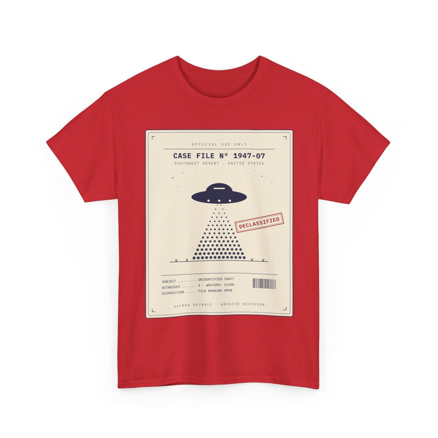 UFO Case File Graphic Tee – "Case File #1947-07" Alien Abduction T‑Shirt