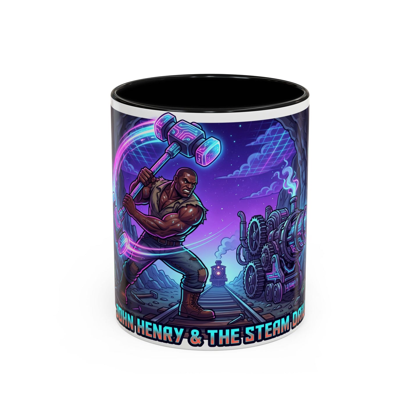 Steam Drill Band Coffee Mug — 'John Henry & The Steam Drill' Retro Rock Music Mug