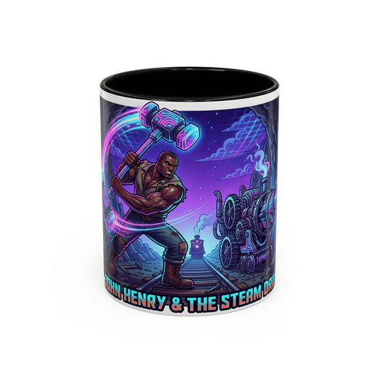 Steam Drill Band Coffee Mug — 'John Henry & The Steam Drill' Retro Rock Music Mug