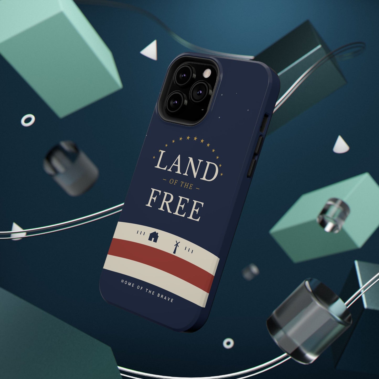 Land of the Free iPhone Impact-Resistant Case — Patriotic Stars & Stripes Phone Cover