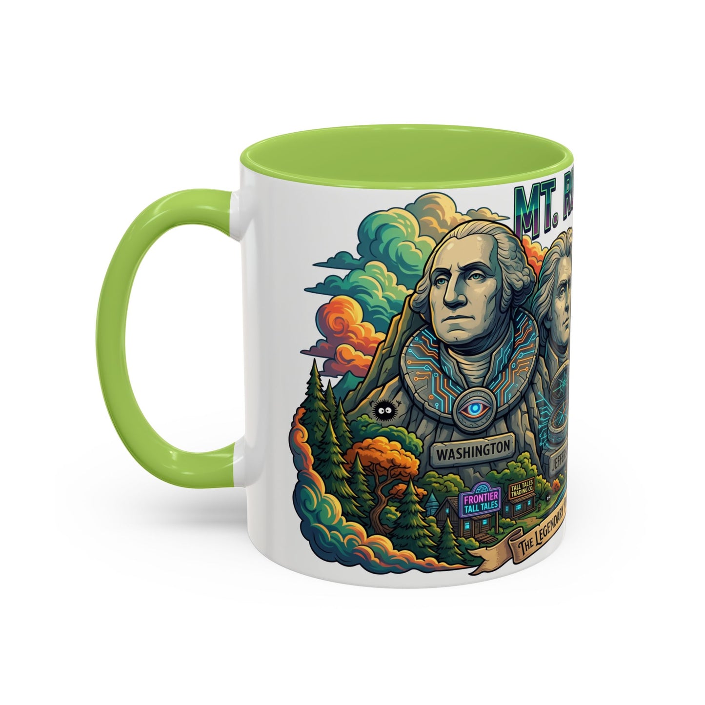 Mt. Rushmore Illustrated Accent Coffee Mug — Patriotic Presidents Art
