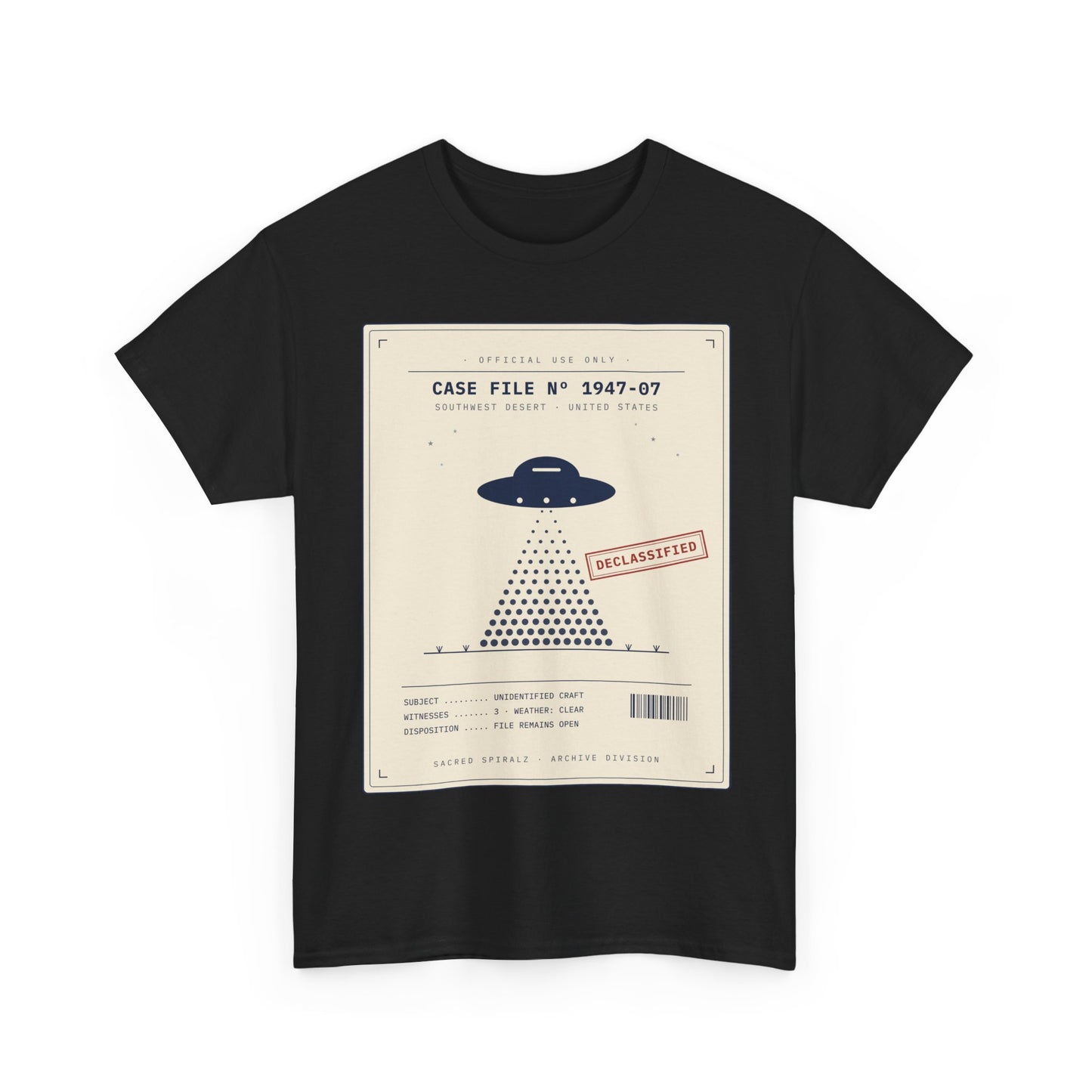 UFO Case File Graphic Tee – "Case File #1947-07" Alien Abduction T‑Shirt
