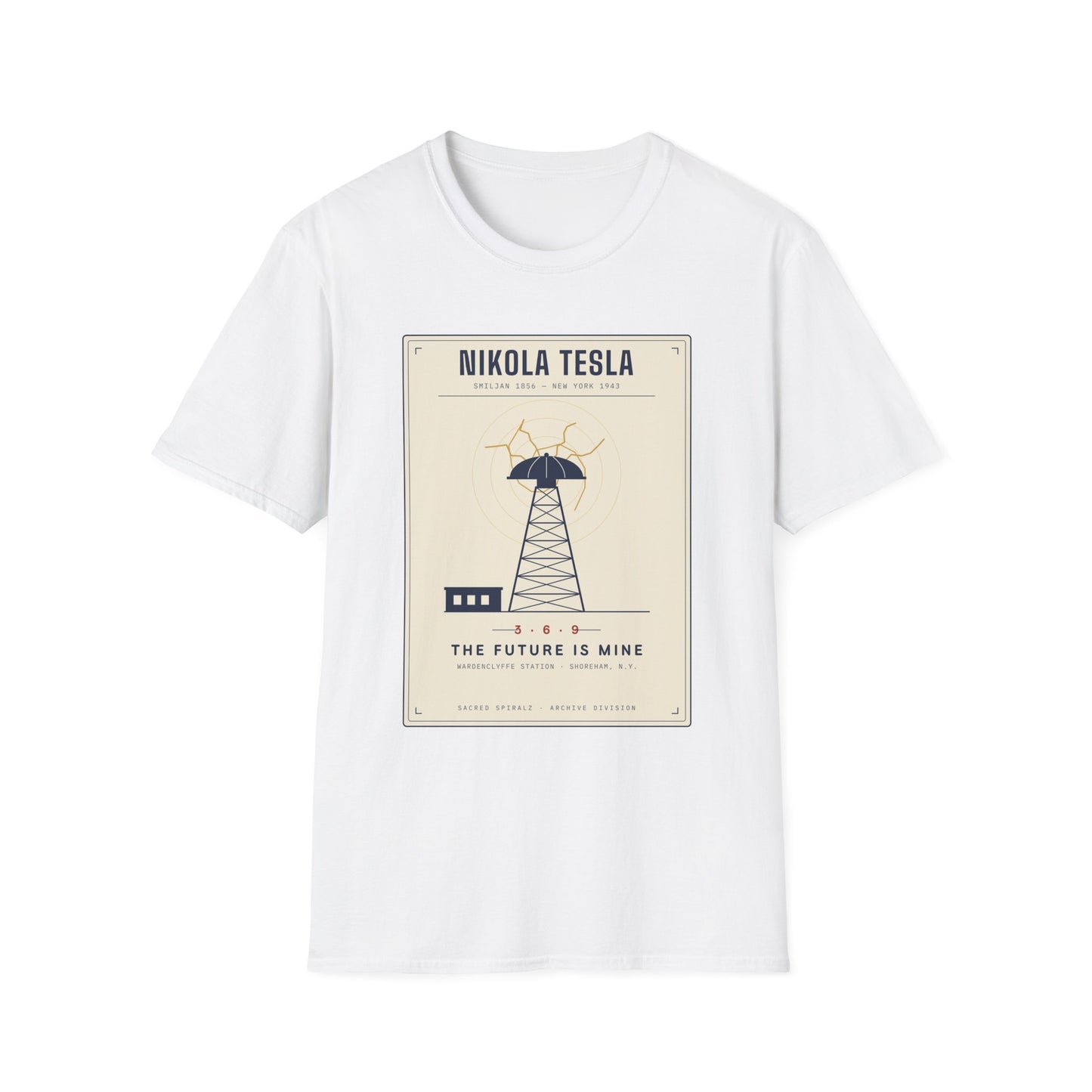 Tesla Poster T‑Shirt — "Nikola Tesla: The Future Is Mine" Vintage Science Tee