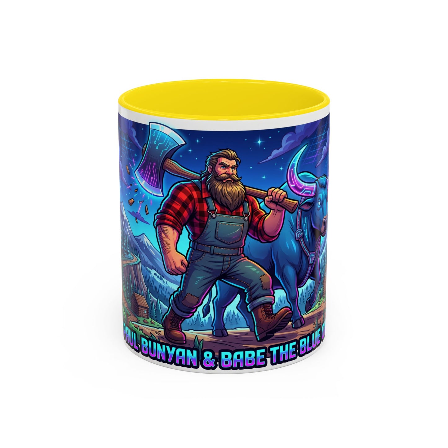 Paul Bunyan & Babe the Blue Ox Coffee Mug — Rustic Lumberjack Accent Mug