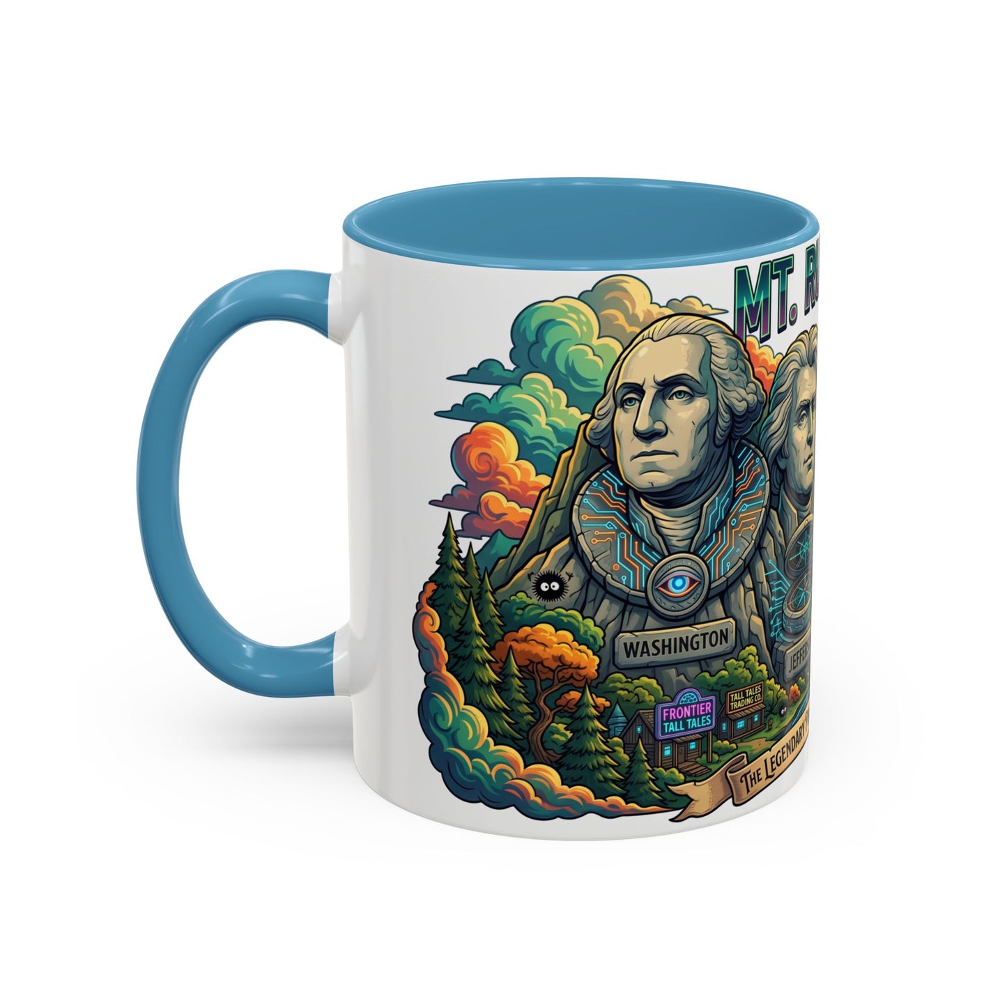 Mt. Rushmore Illustrated Accent Coffee Mug — Patriotic Presidents Art